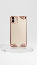Champagne gold case with crystal hardware