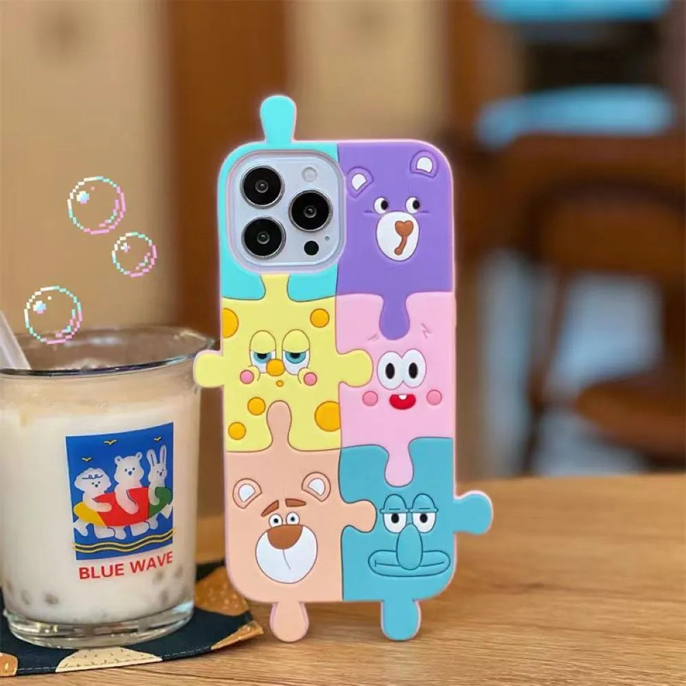 3D Cartoon Puzzle Silicone Shockproof Soft Phone Case