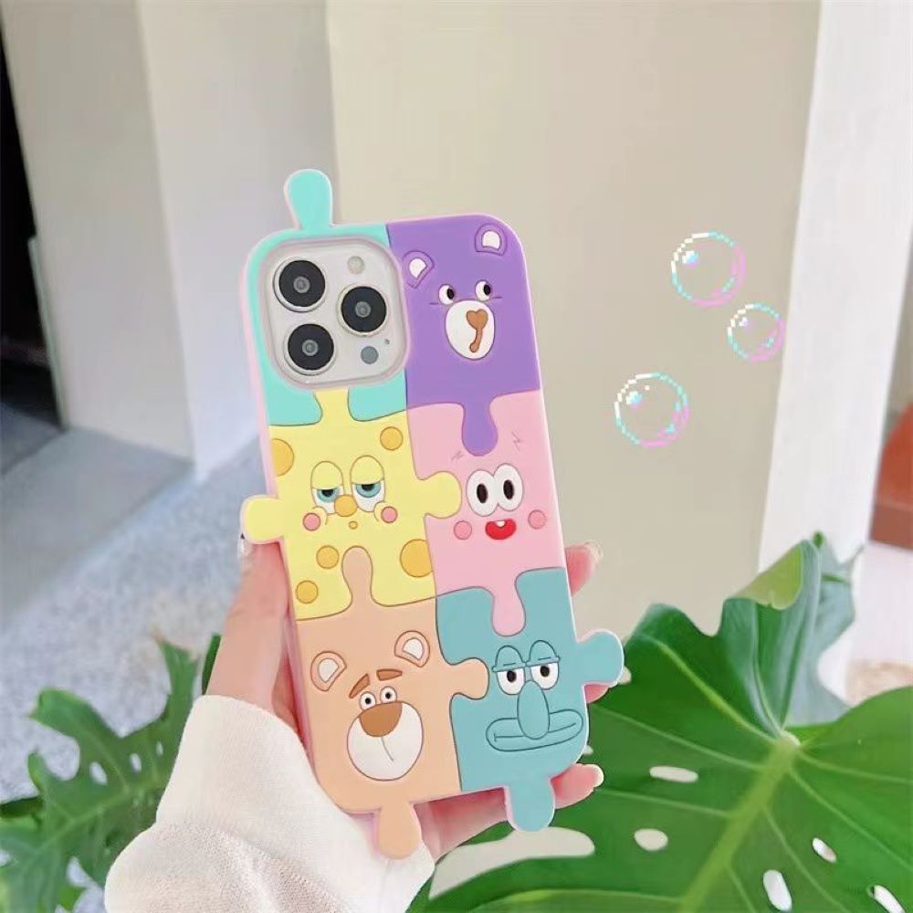 3D Cartoon Puzzle Silicone Shockproof Soft Phone Case
