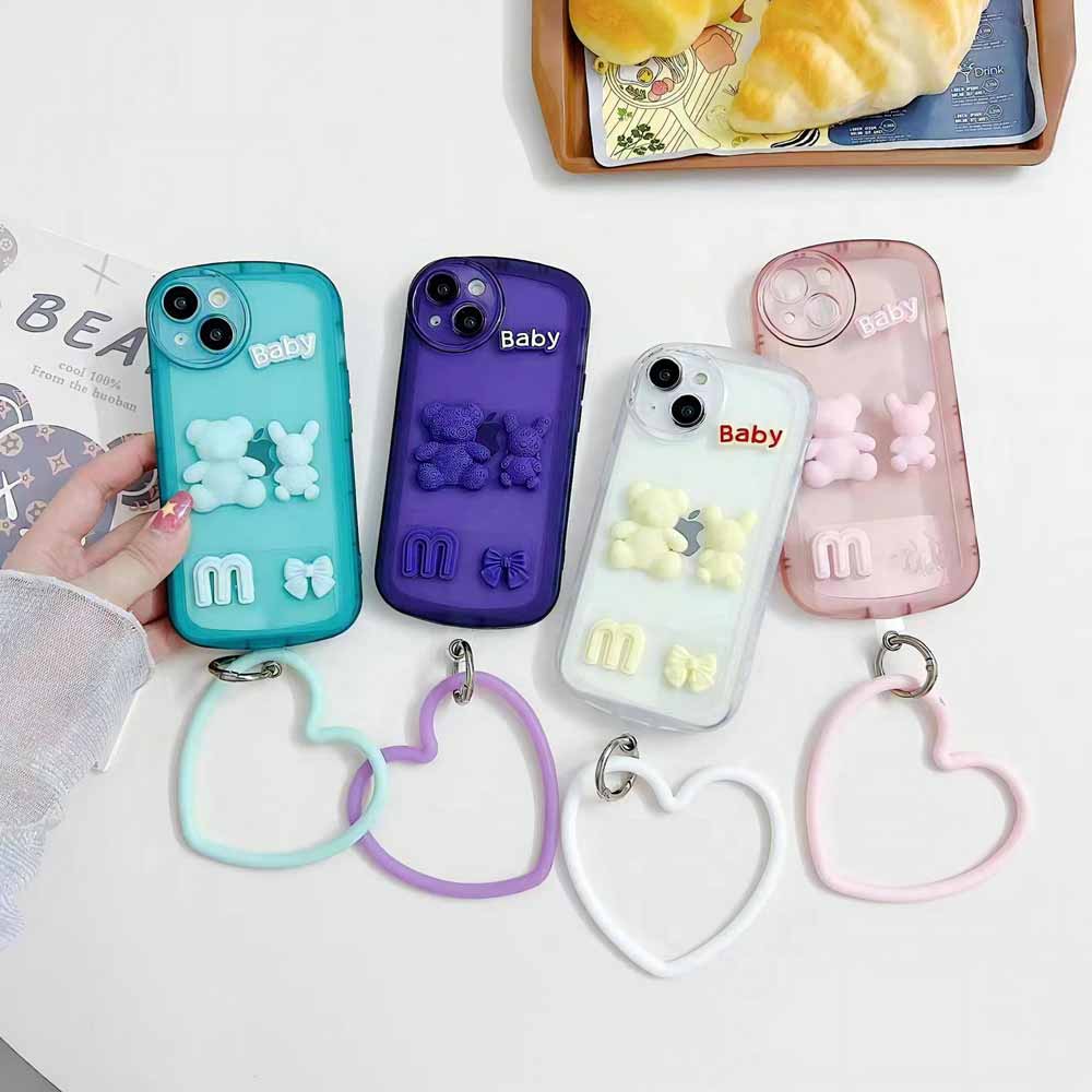 3D Teddy Ornament Heart Bracelet Color Transparent Cover