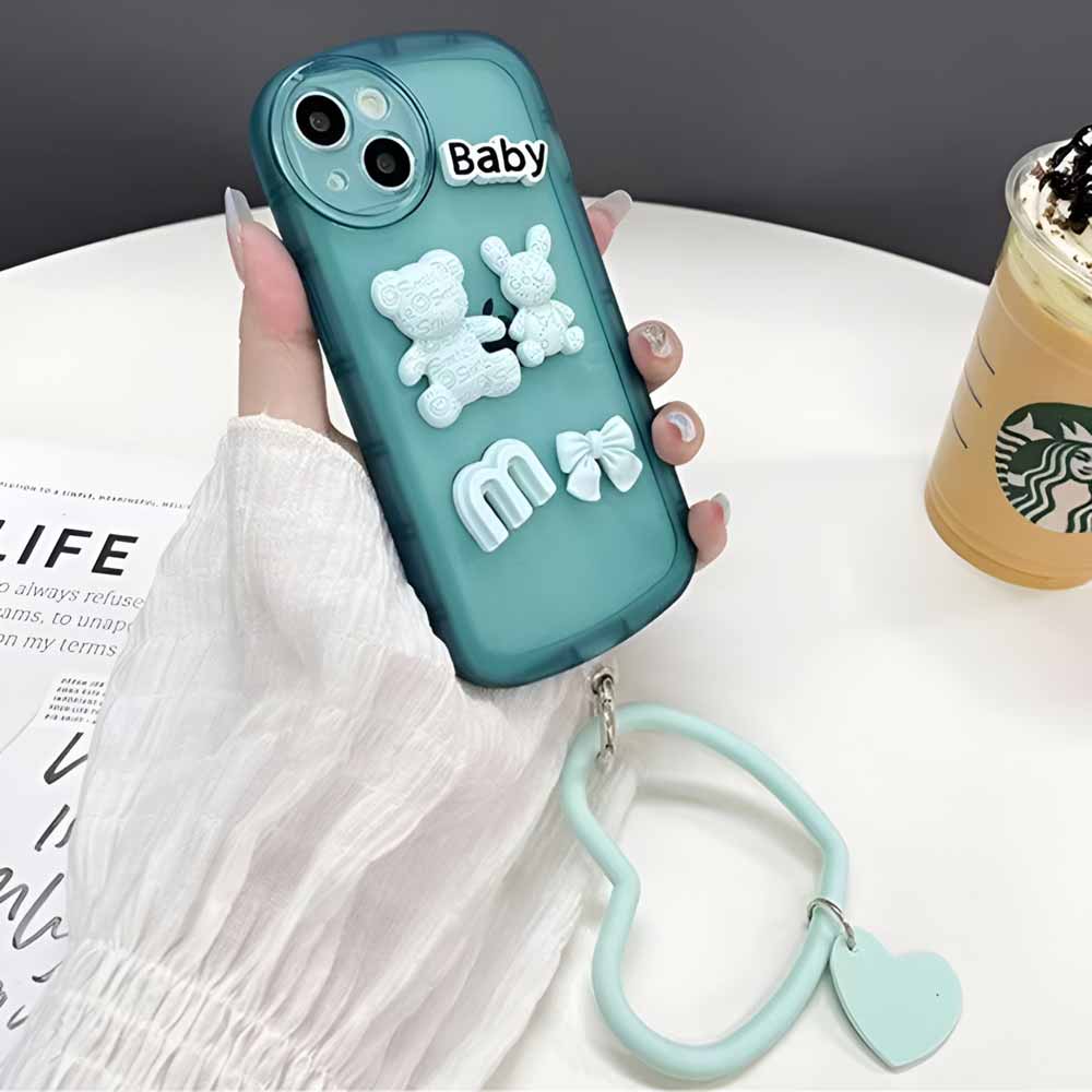3D Teddy Ornament Heart Bracelet Color Transparent Cover