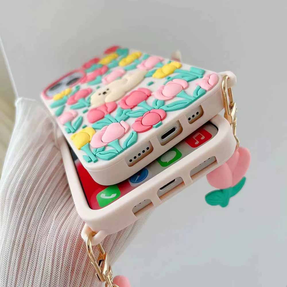 3D Tulip Flower Silicone Shockproof Cover