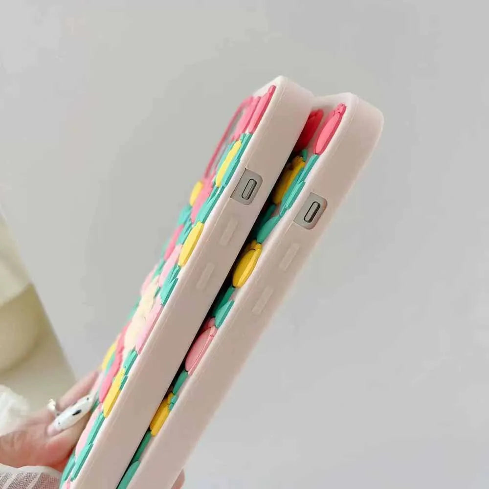 3D Tulip Flower Silicone Shockproof Cover