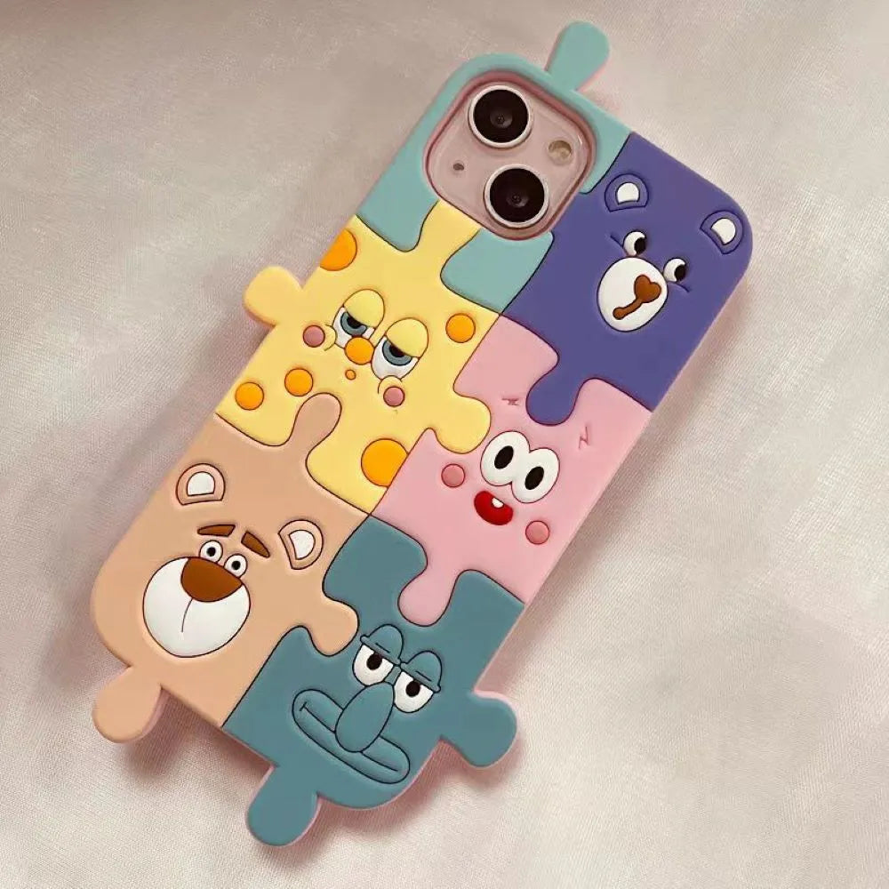 3D Cartoon Puzzle Silicone Shockproof Soft Phone Case