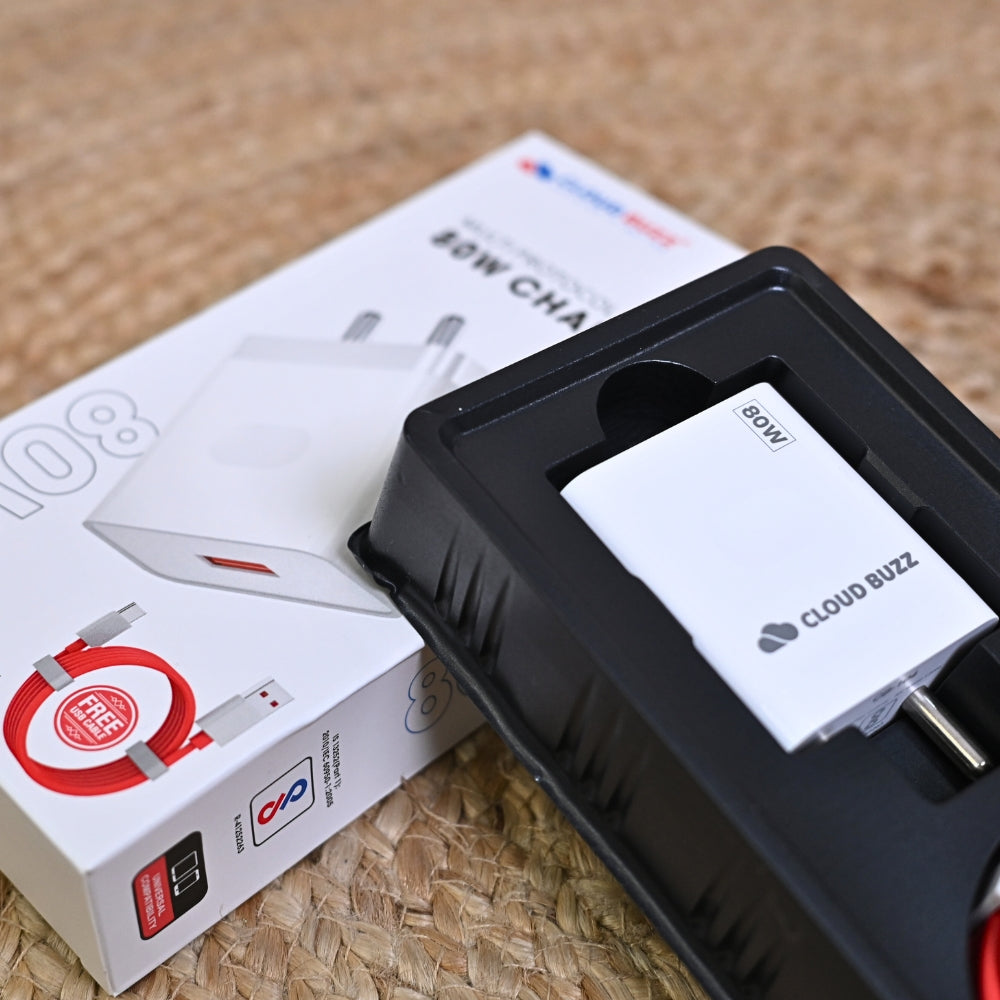 80W Fast Charger USB to Type-C Charging Plug with 1M Cable (CB104)