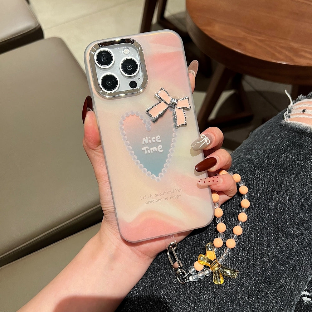 Bow Bling Heart Printed Colorful Phone Case