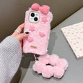 Bow Pattern Furry Phone Case with Furry Bracelet