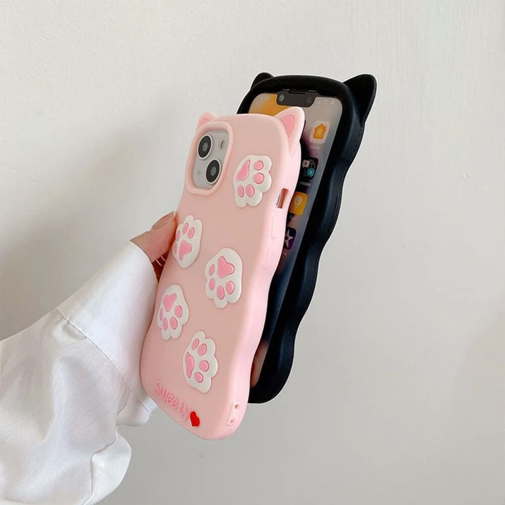 Cat Footprint With Ears Silicone Shockproof Case