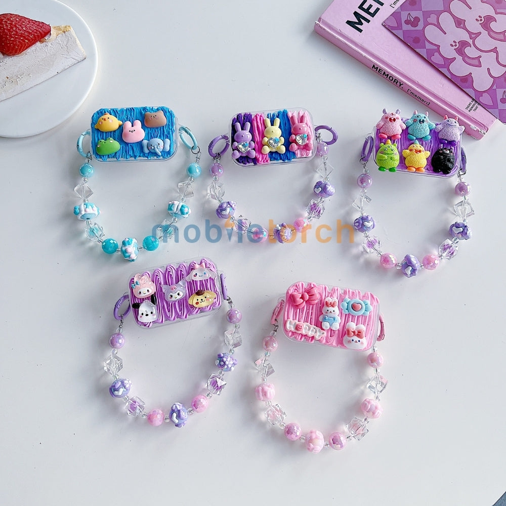 Cute Mini Cartoon Mirror Pop Universal Stand with Crystal Bracelet