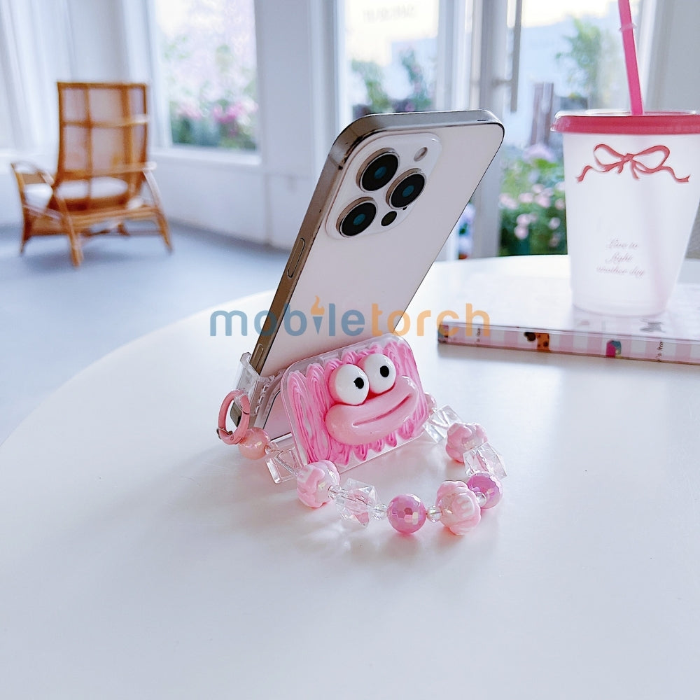 Cute Mini Cartoon Mirror Pop Universal Stand with Crystal Bracelet