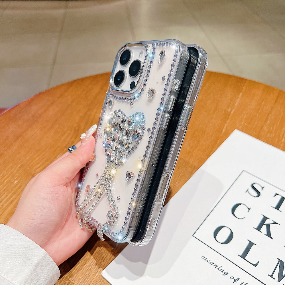 Designer Handmade Love Diamond Transparent Phone Case
