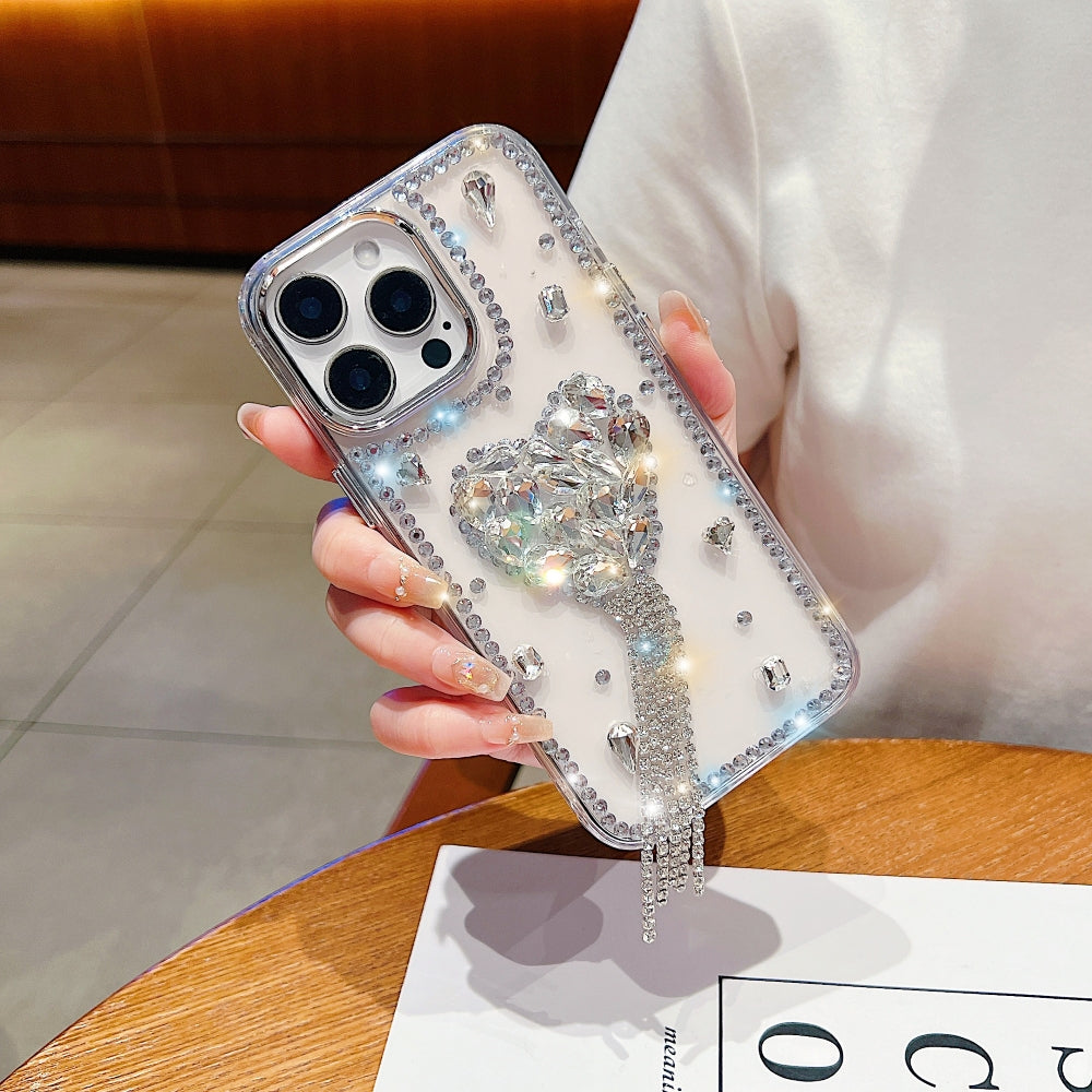 Designer Handmade Love Diamond Transparent Phone Case