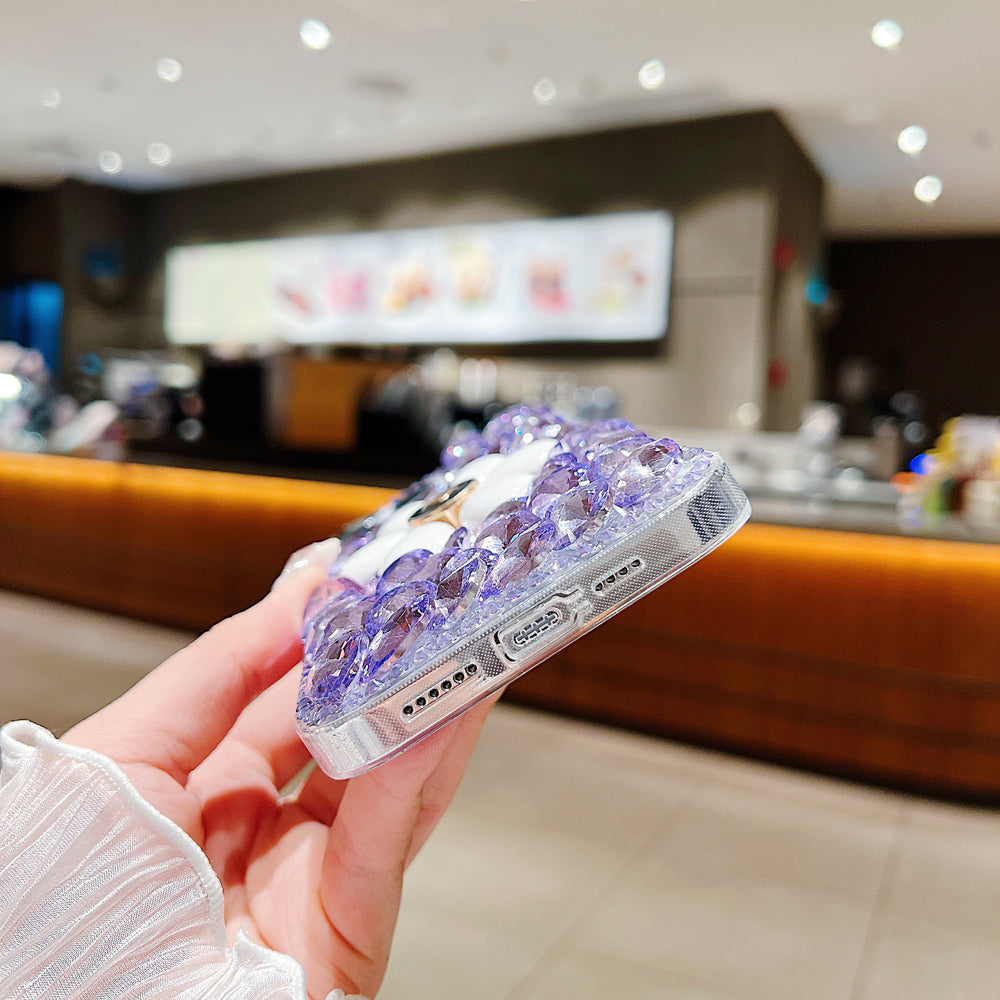 Handmade Flower Decor Glitter Diamond Case