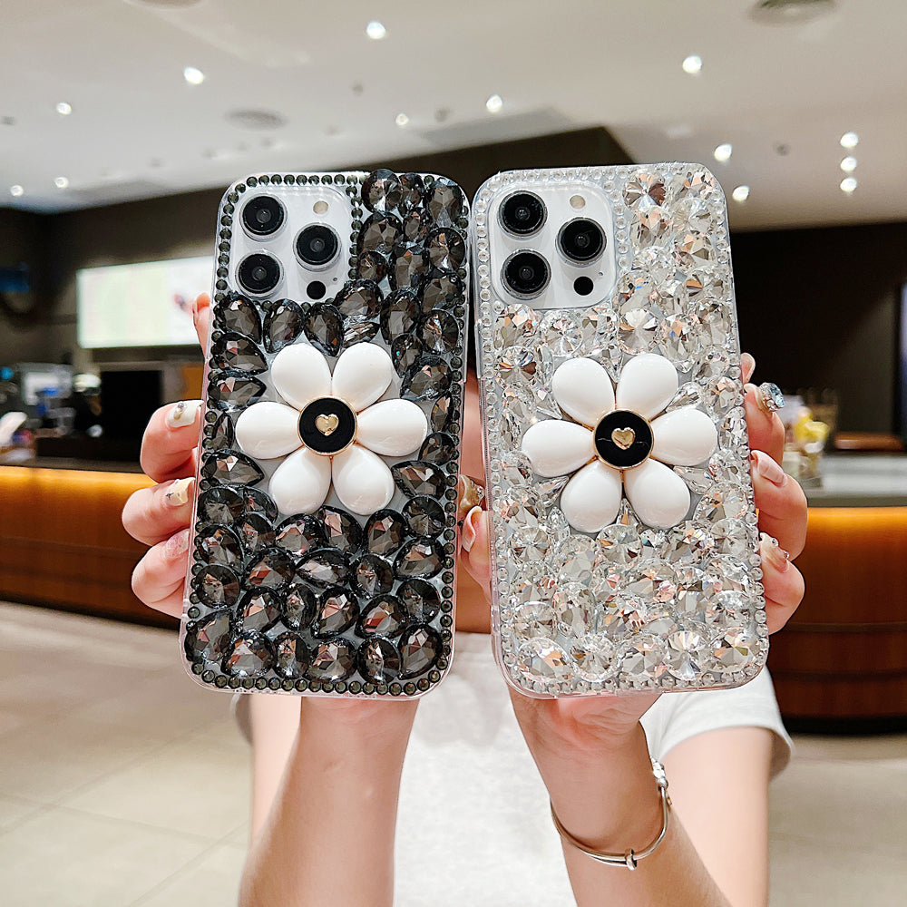 Handmade Flower Decor Glitter Diamond Case