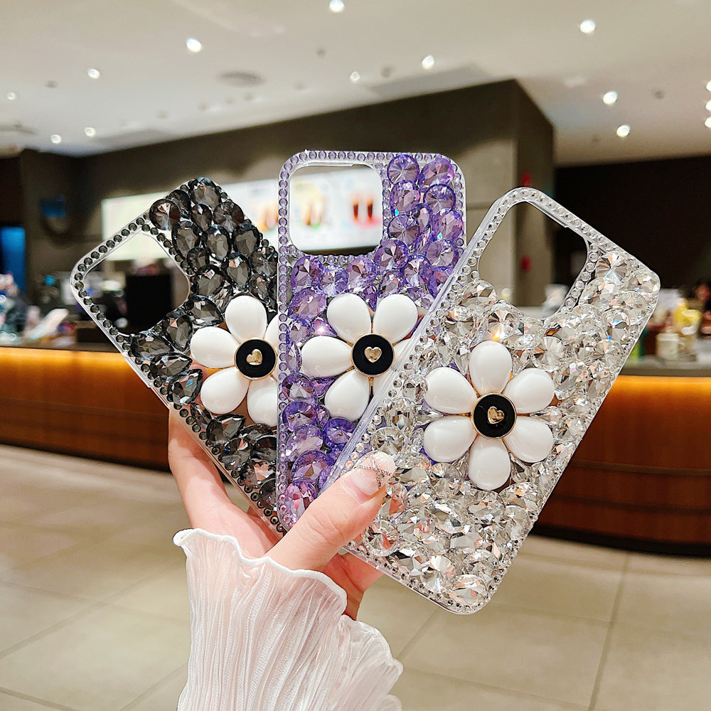 Handmade Flower Decor Glitter Diamond Case