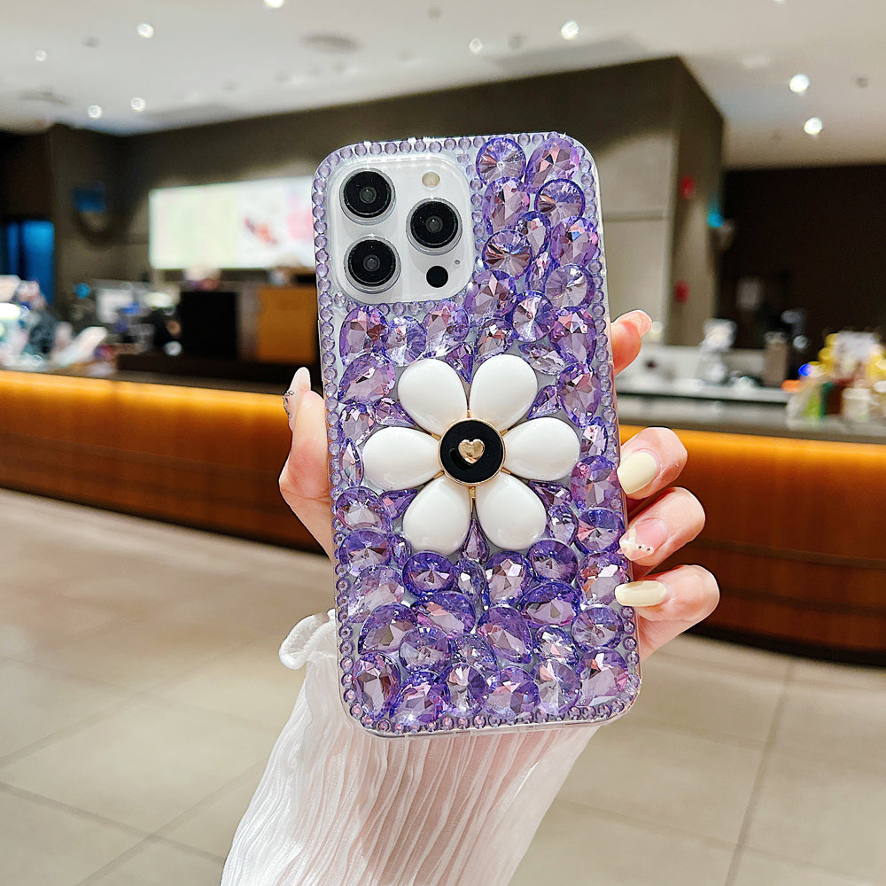 Handmade Flower Decor Glitter Diamond Case