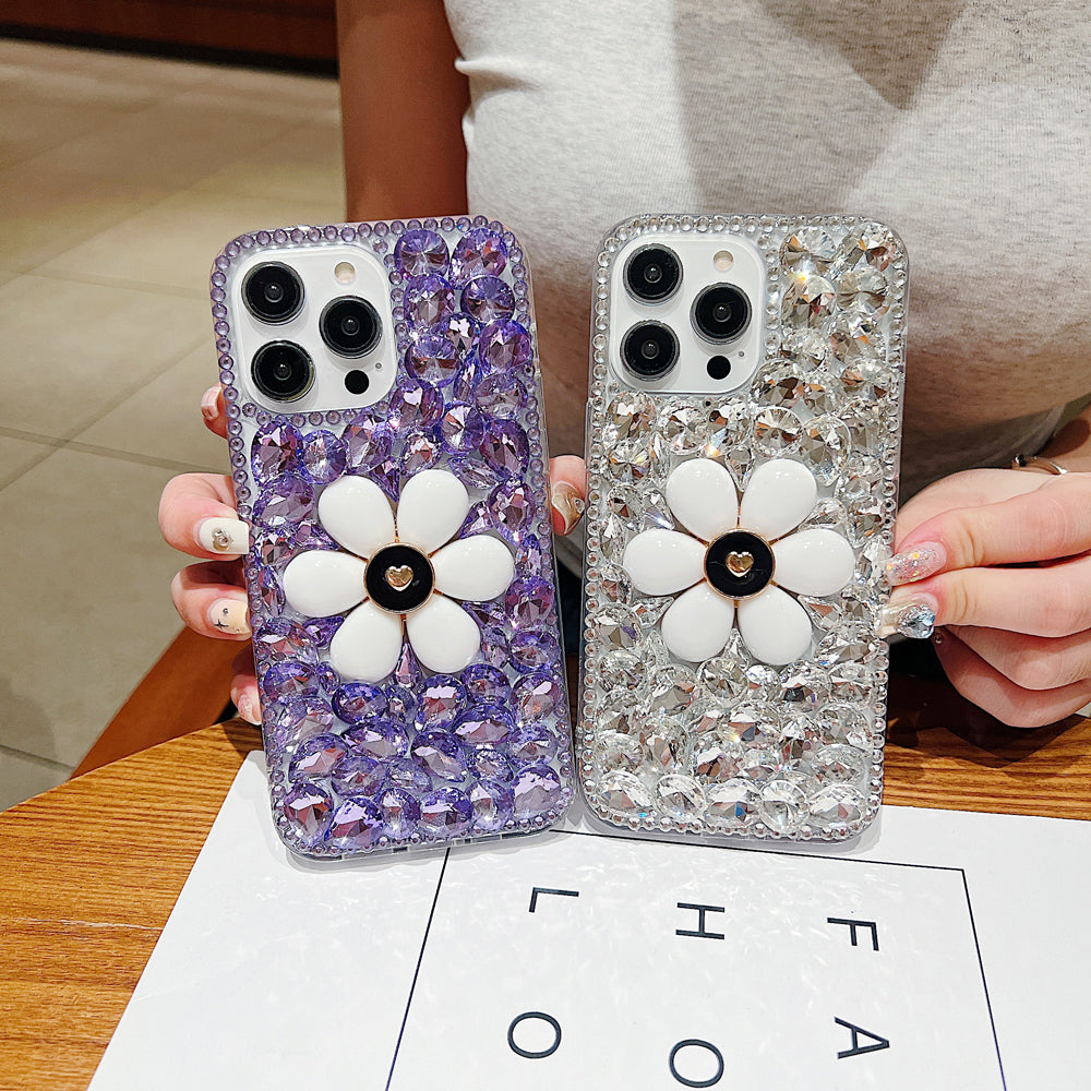 Handmade Flower Decor Glitter Diamond Case