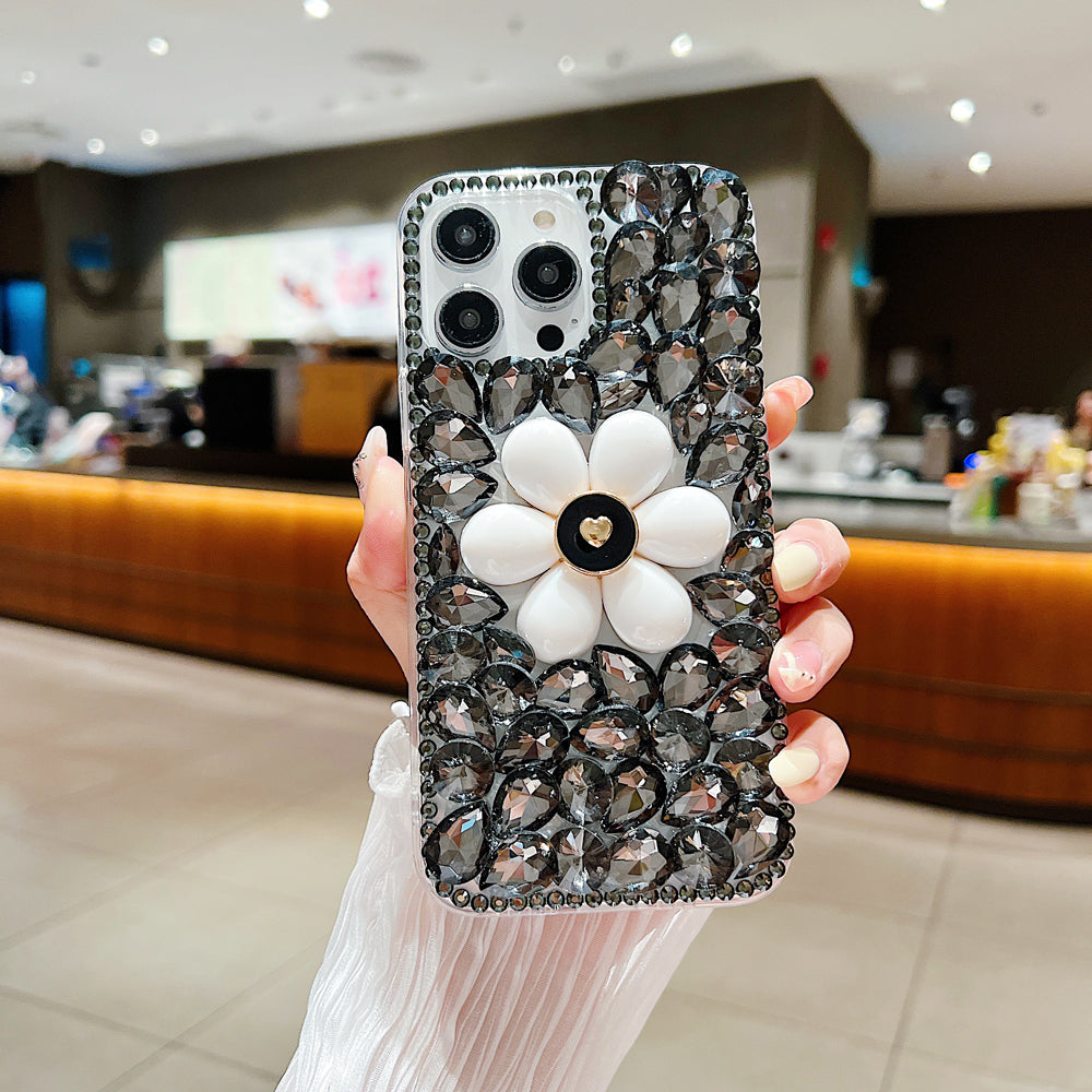 Handmade Flower Decor Glitter Diamond Case