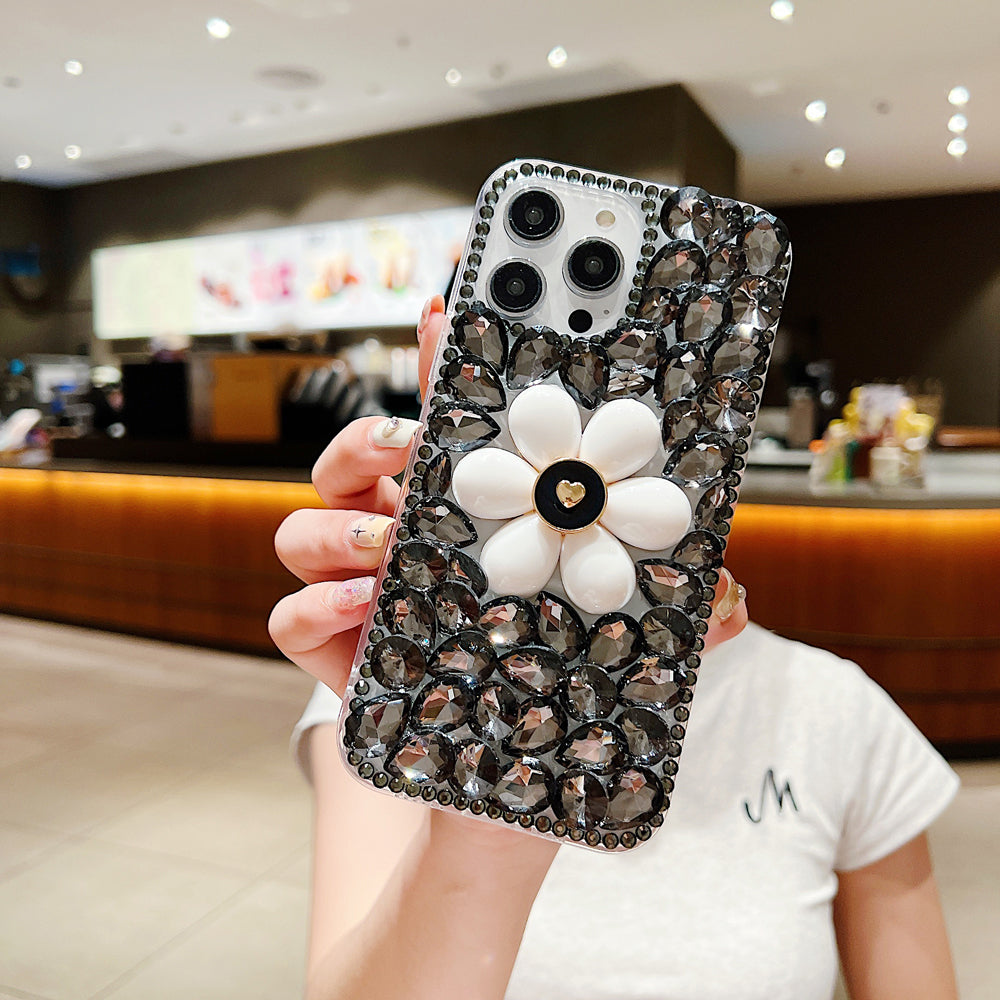Handmade Flower Decor Glitter Diamond Case