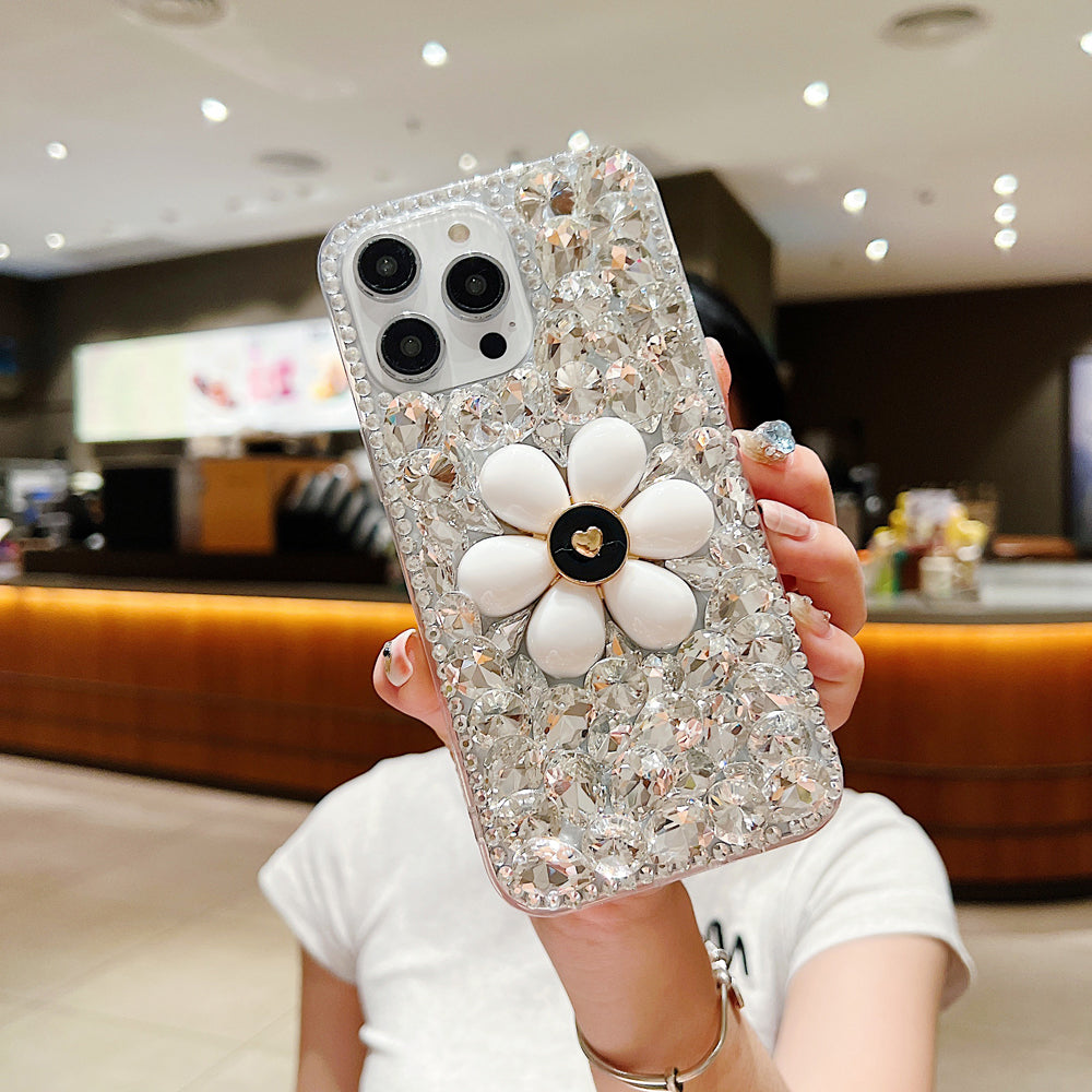 Handmade Flower Decor Glitter Diamond Case