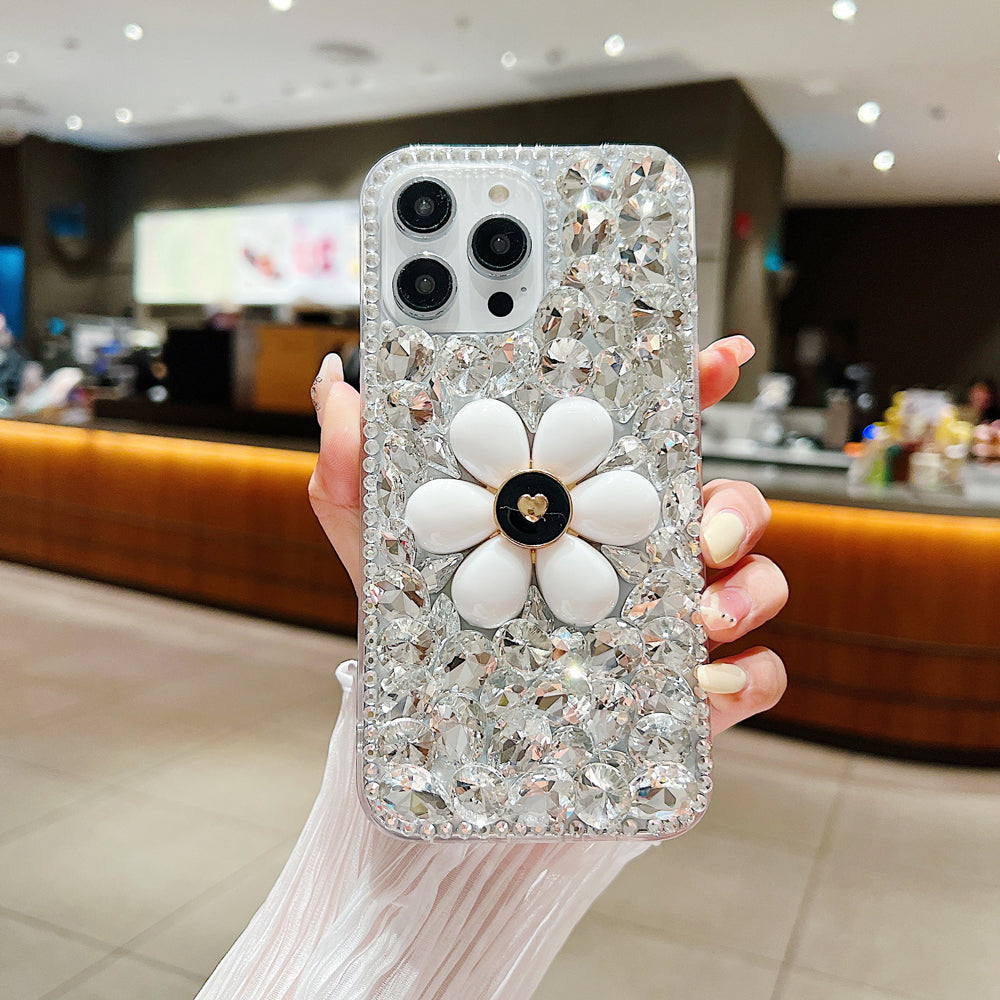 Handmade Flower Decor Glitter Diamond Case