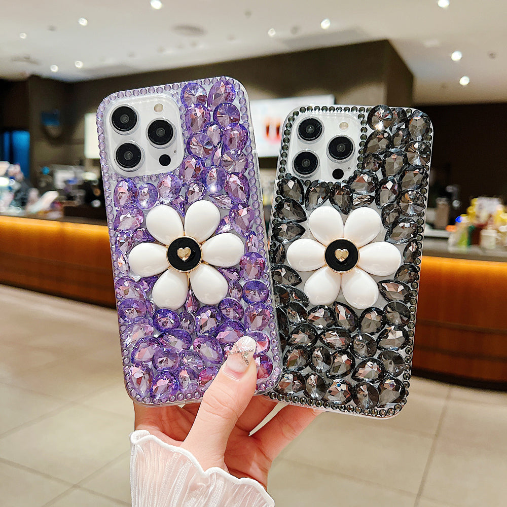 Handmade Flower Decor Glitter Diamond Case