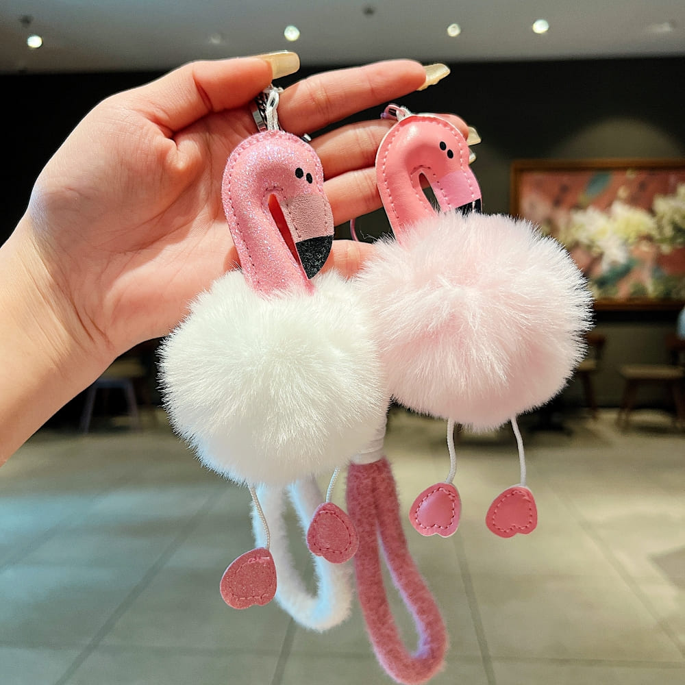 Fluffy Flamingo Phone Charm | Keychain | Handbag Charm