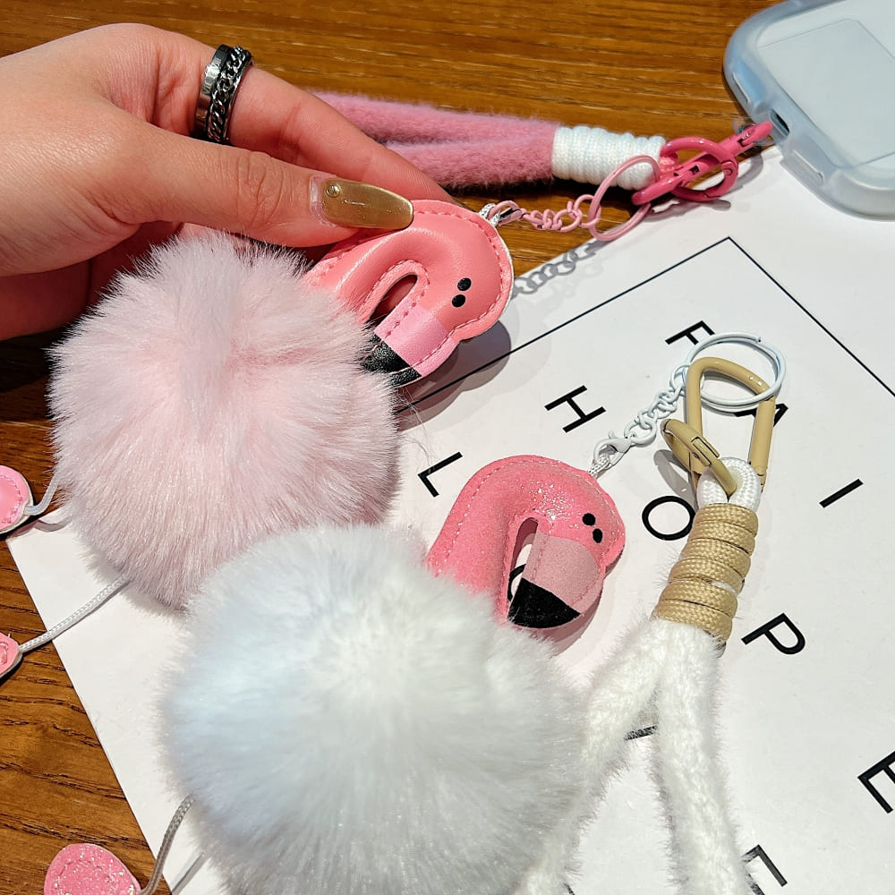 Fluffy Flamingo Phone Charm | Keychain | Handbag Charm