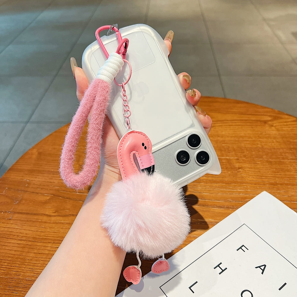 Fluffy Flamingo Phone Charm | Keychain | Handbag Charm