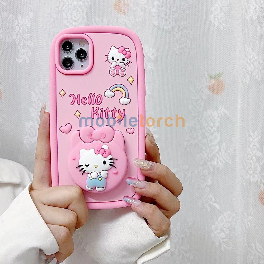 Full Protective Bow Cat Doll Flip Mirror Phone Case