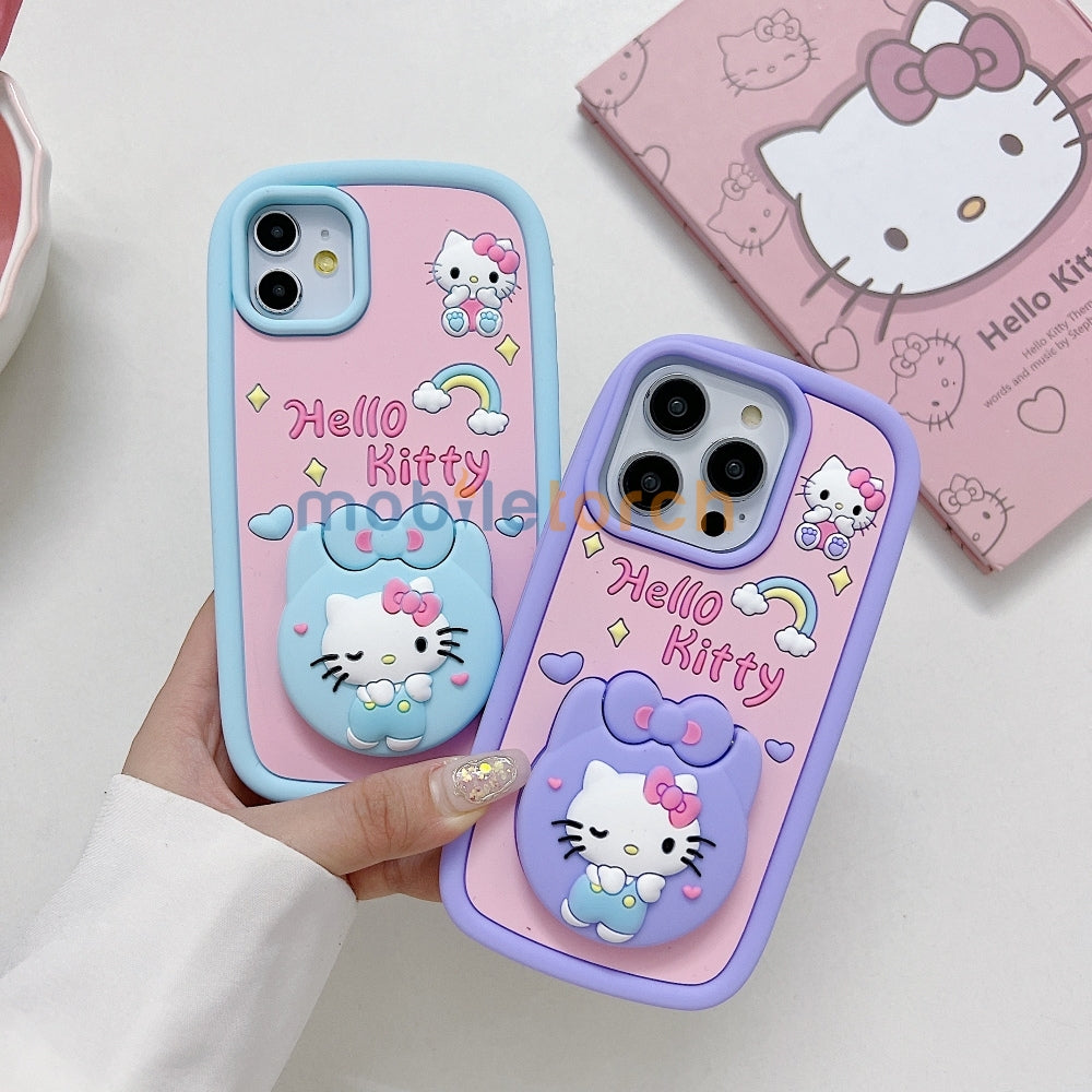 Full Protective Bow Cat Doll Flip Mirror Phone Case