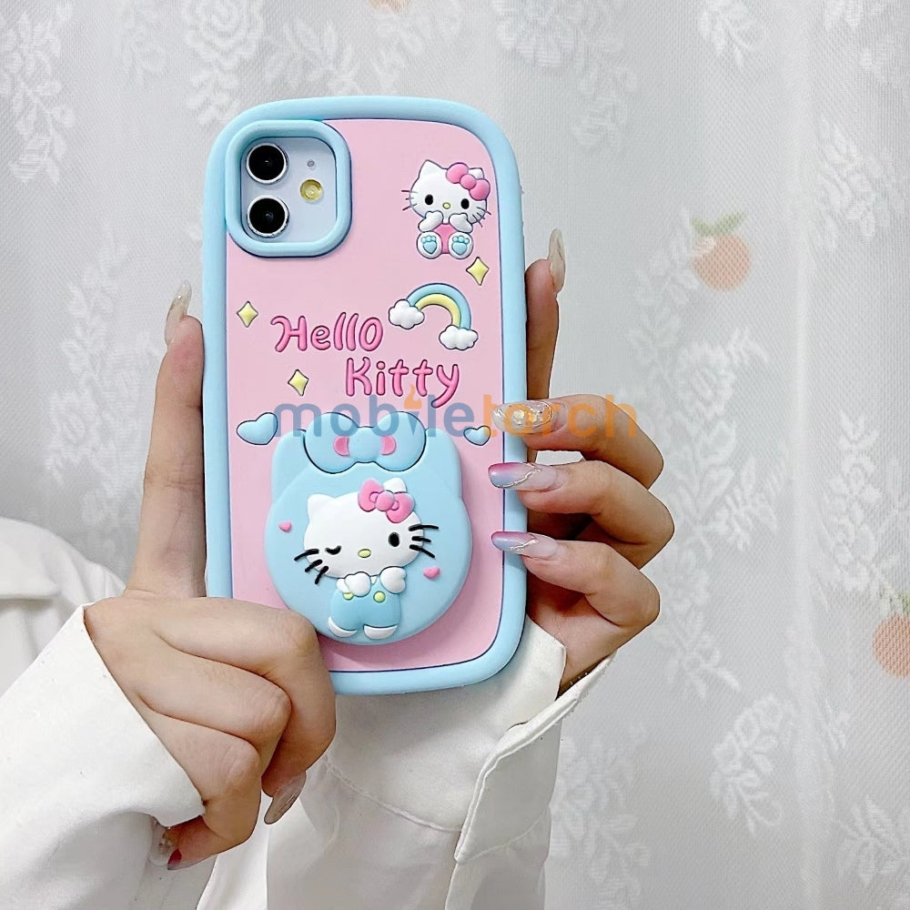 Full Protective Bow Cat Doll Flip Mirror Phone Case