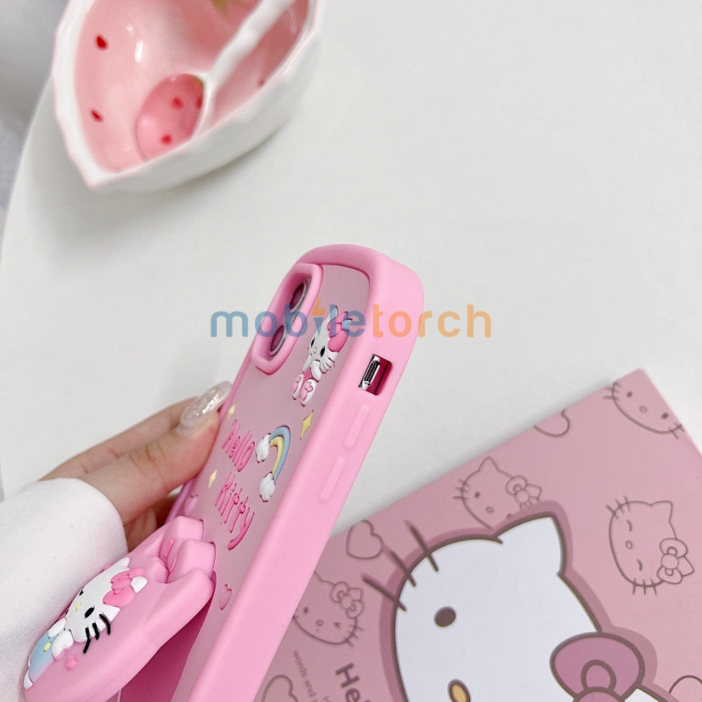 Full Protective Bow Cat Doll Flip Mirror Phone Case