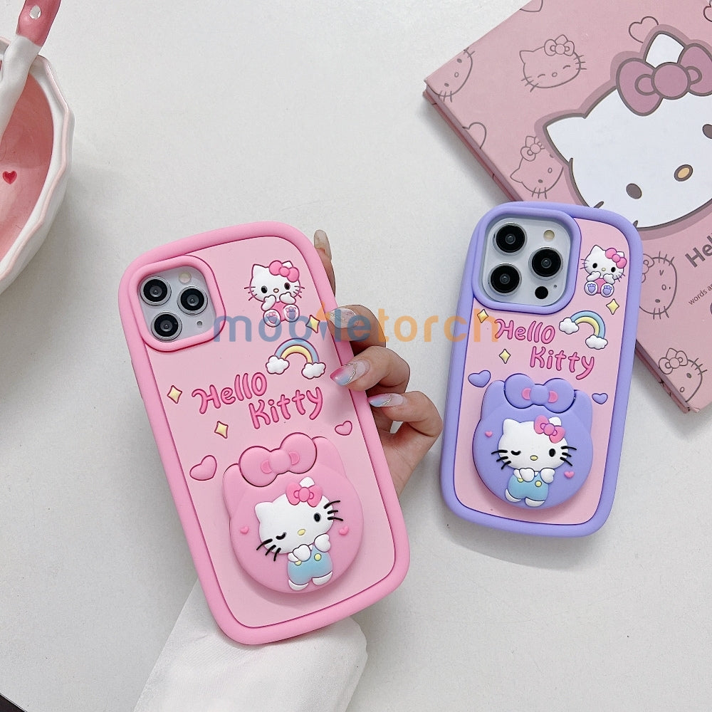 Full Protective Bow Cat Doll Flip Mirror Phone Case