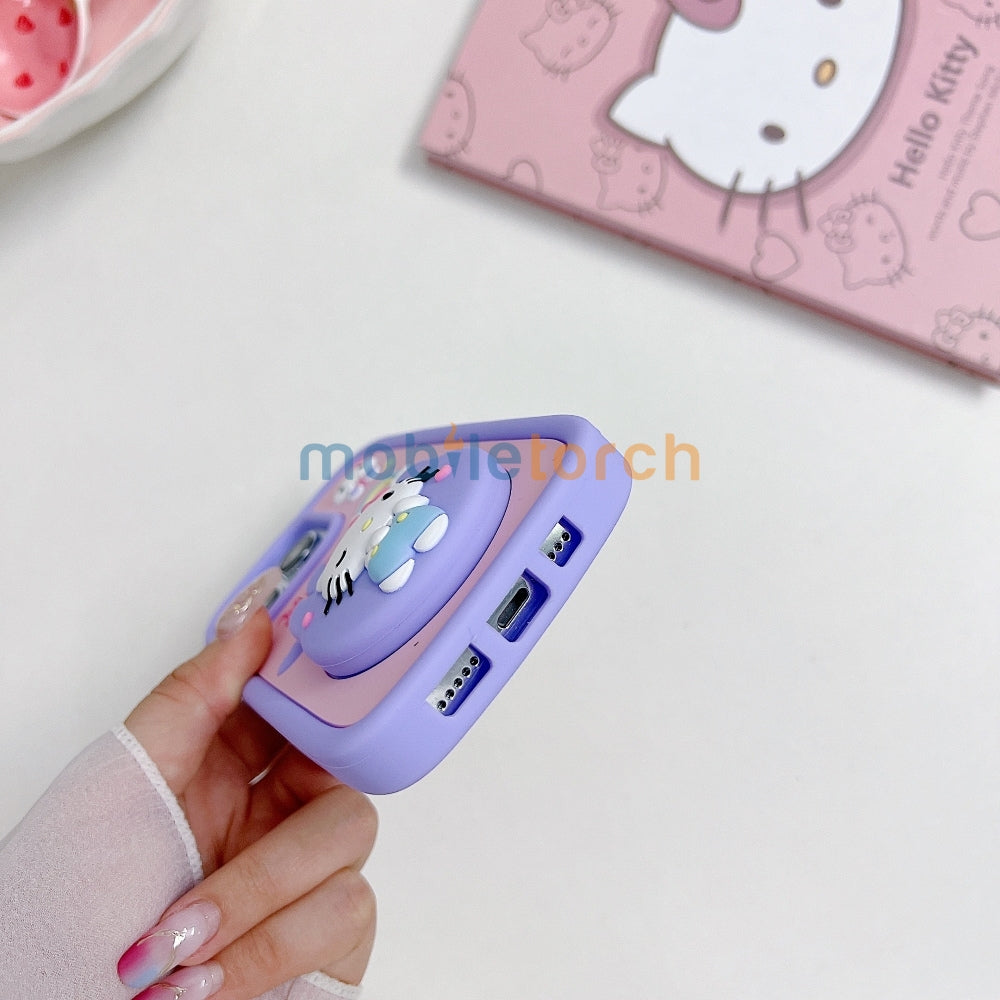 Full Protective Bow Cat Doll Flip Mirror Phone Case