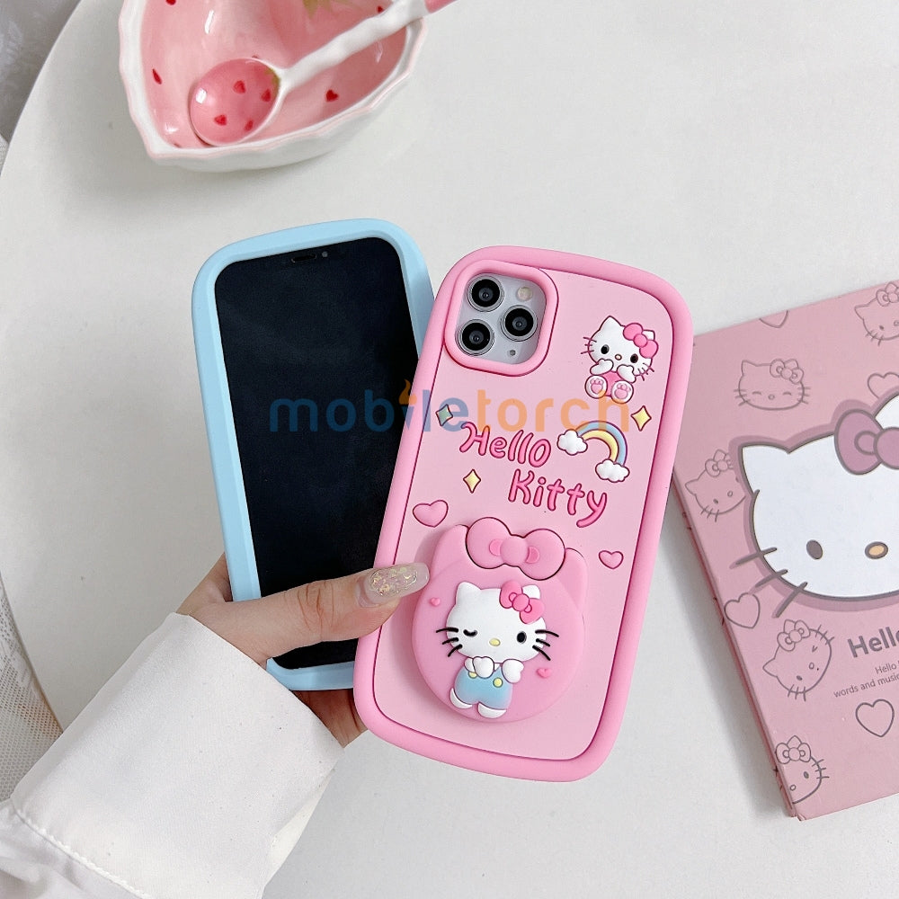 Full Protective Bow Cat Doll Flip Mirror Phone Case