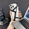 Geometric Metal Phone Case with Bracket Stand - iPhone 15 Pro Max