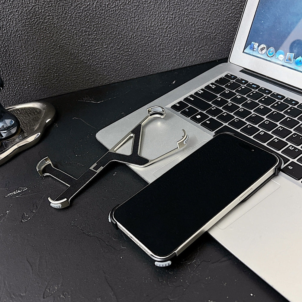 Geometric Metal Phone Case with Bracket Stand - iPhone 14 Pro