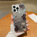 Glitter Paper Diamond Flower Love Bear Transparent Phone Case