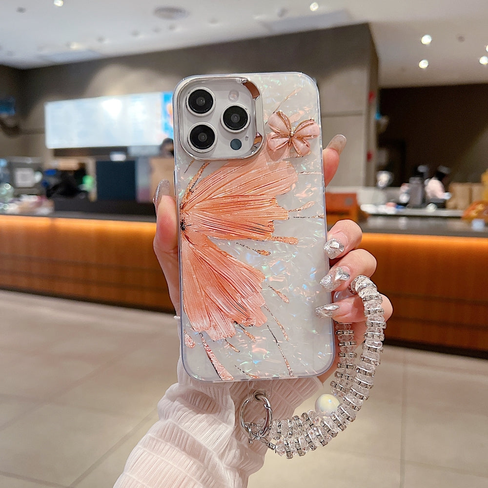 Gradient Butterfly Pattern Phone Case with Bracelet