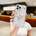 Handmade Jasmin Flower Pattern Diamond Border Transparent TPU(Soft) Case