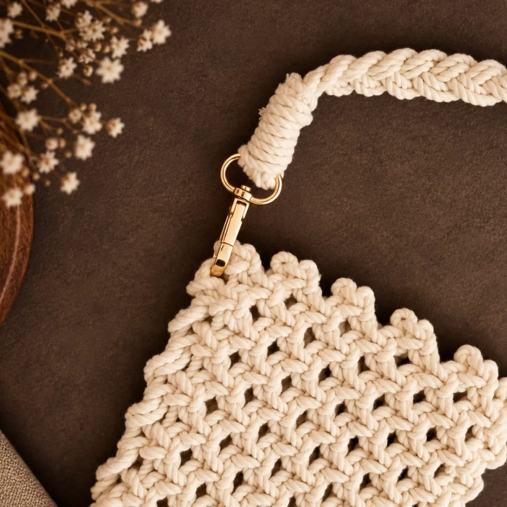 Handwoven Beige Crossbody Bag with Braided Strap