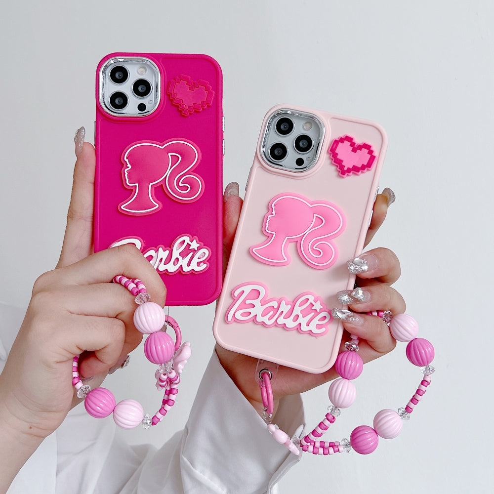 Heart and Doll Charm Silicone Phone Case with Bracelet