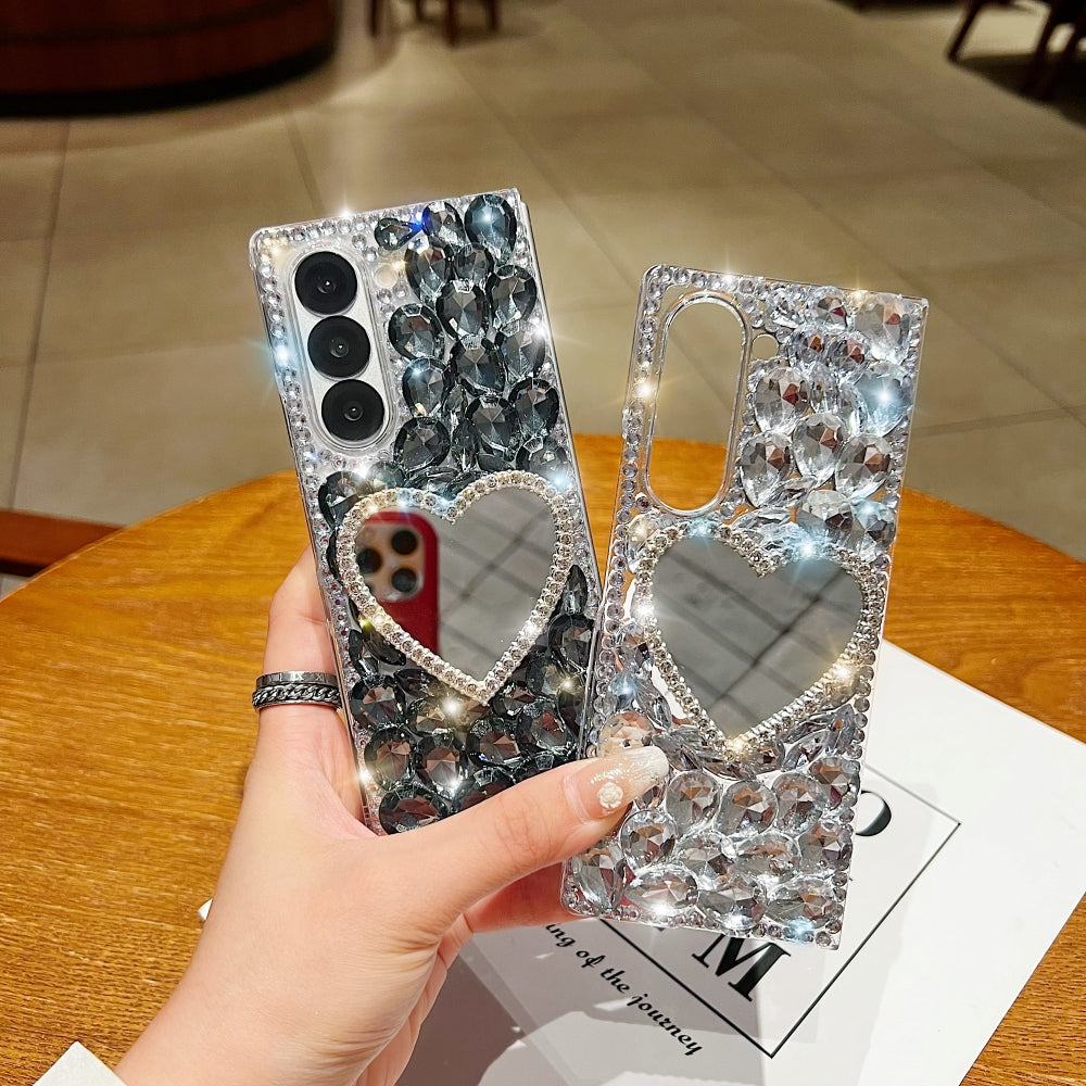 Heart shaped Makeup Mirror Diamond TPU (Soft) Phone Case | Mobile Cover