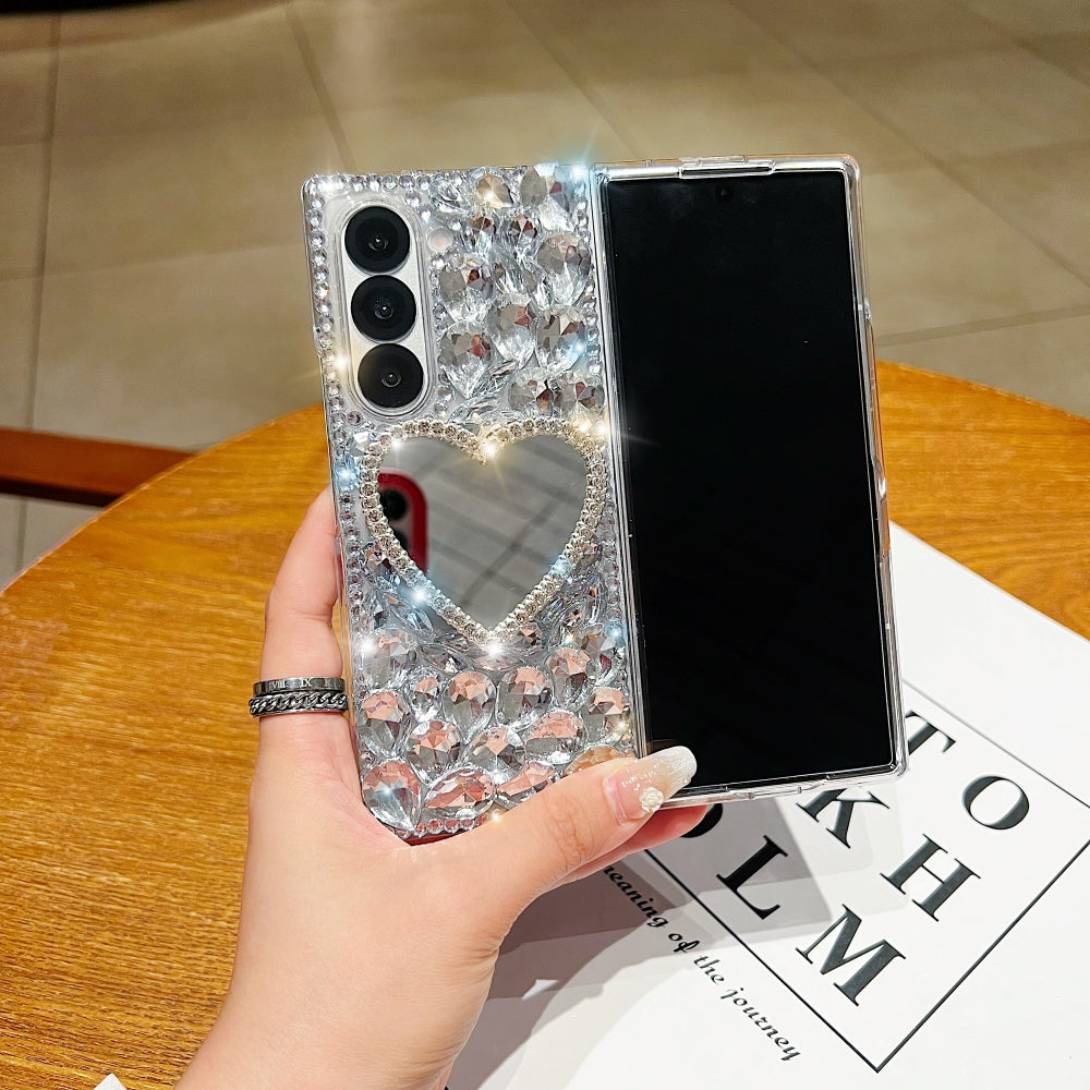Heart shaped Makeup Mirror Diamond TPU (Soft) Phone Case | Mobile Cover