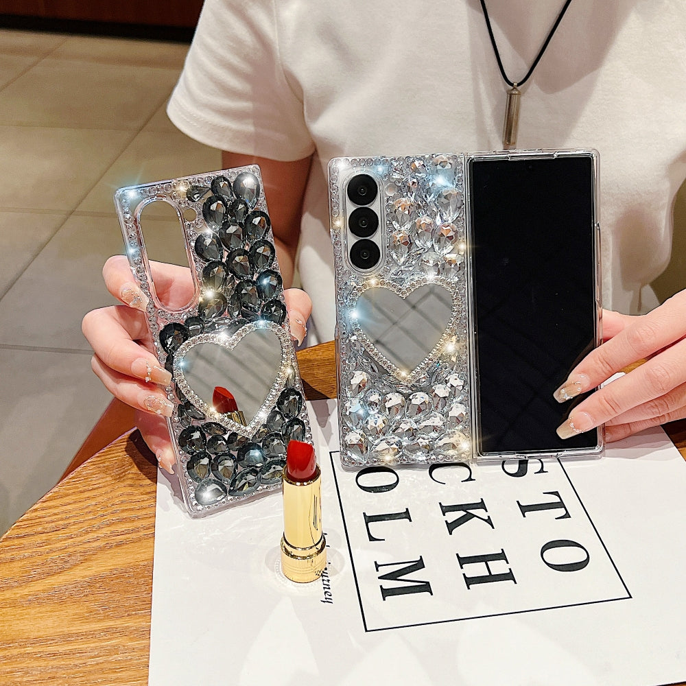Heart shaped Makeup Mirror Diamond TPU (Soft) Phone Case | Mobile Cover