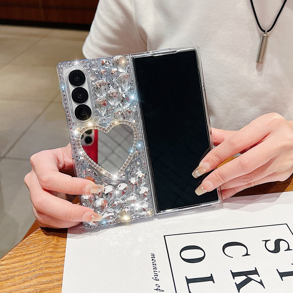 Heart shaped Makeup Mirror Diamond TPU (Soft) Phone Case | Mobile Cover