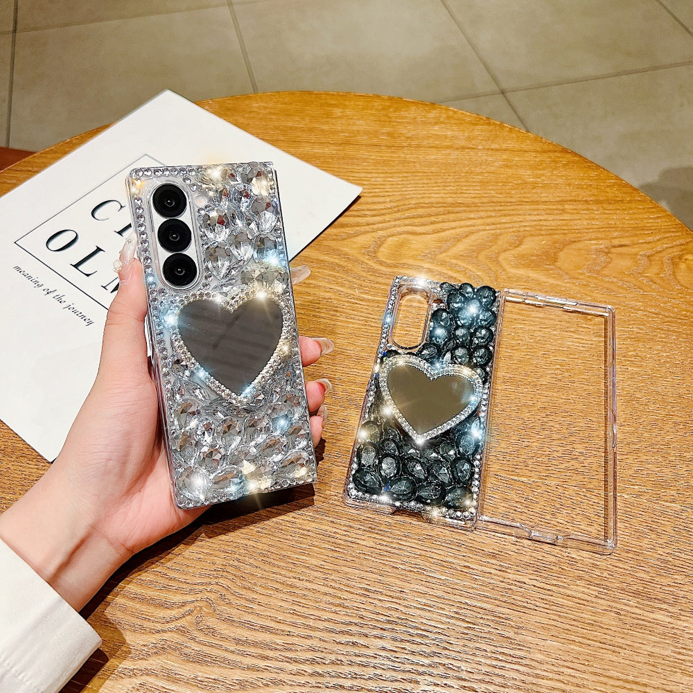 Heart shaped Makeup Mirror Diamond TPU (Soft) Phone Case | Mobile Cover