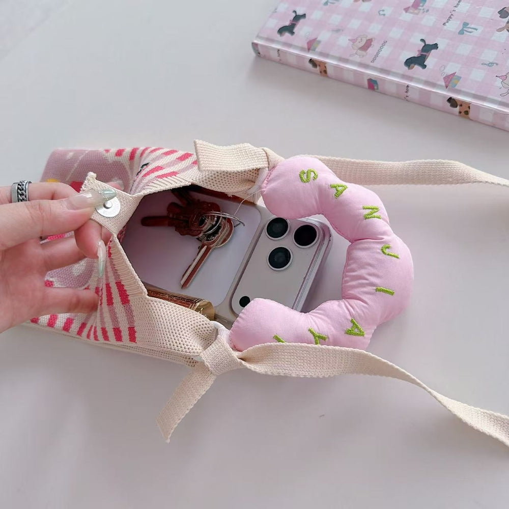 Happy Day Knit Cloud Handle Phone Bag