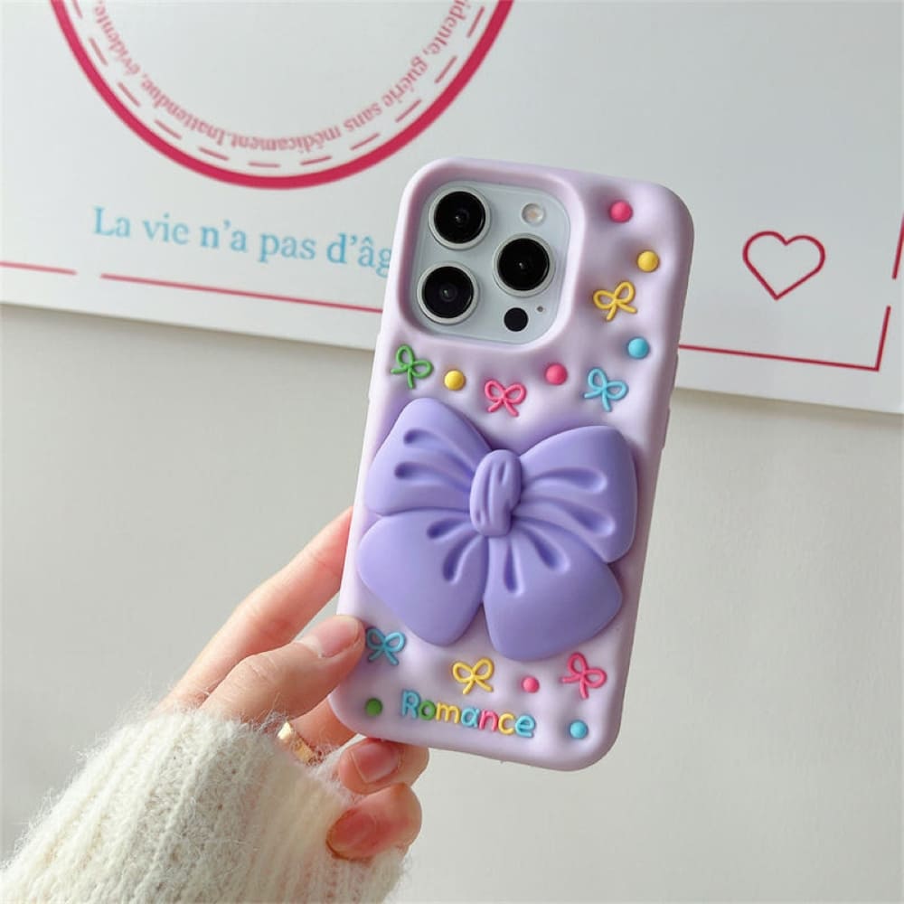 Lavender Love Bow Silicone Phone Case